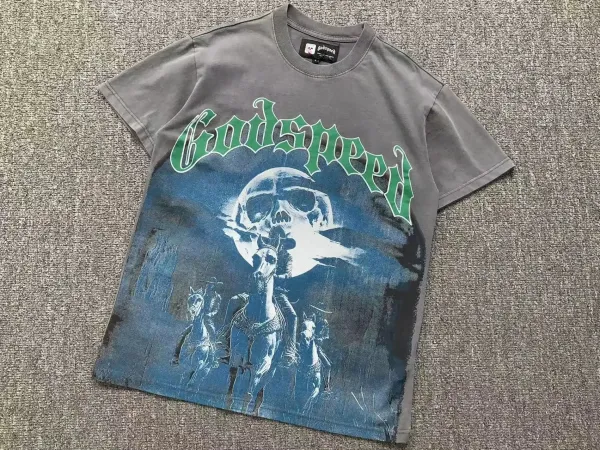 Godspeed Puzzle Skull Graphic T-Shirt Beige - 5
