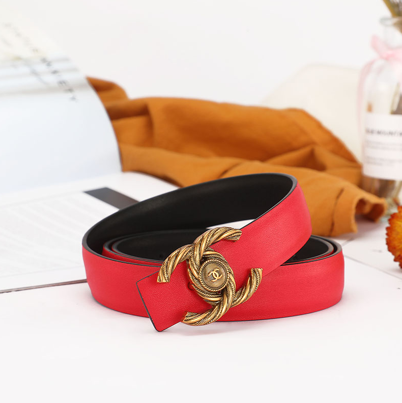 Chanel Belts Interlocking CC buckle belt — A- 1 Red