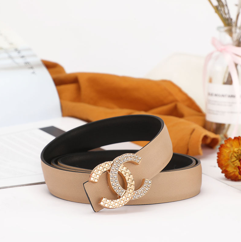 Chanel Belts Interlocking CC buckle belt — D-1 apricot