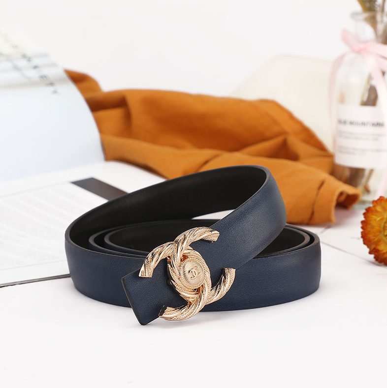 Chanel Belts Interlocking CC buckle belt — E-2 blue