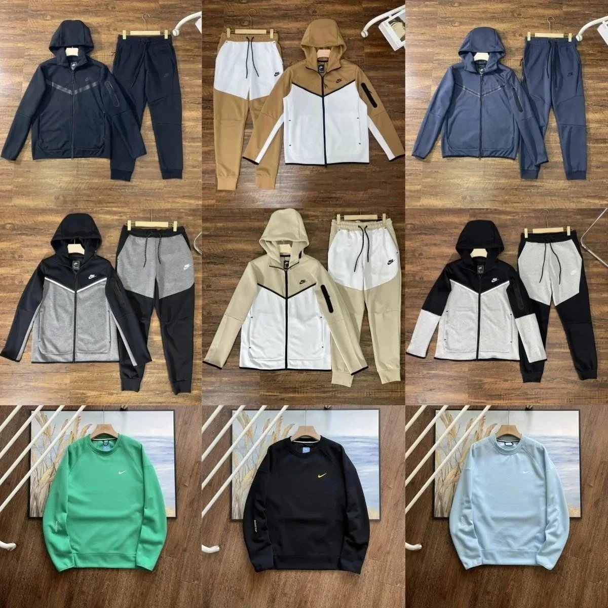 Nike Tech Fleece Windrunner Hooded Jacket Beige and White - 3