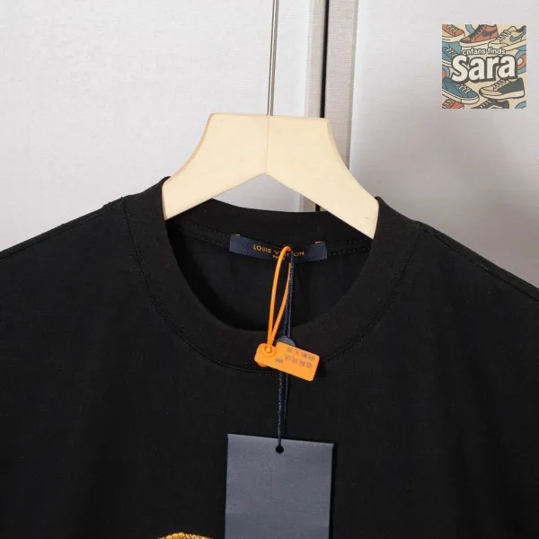 Design Embroidered Monster Fish Graphic T-Shirt Black - 9