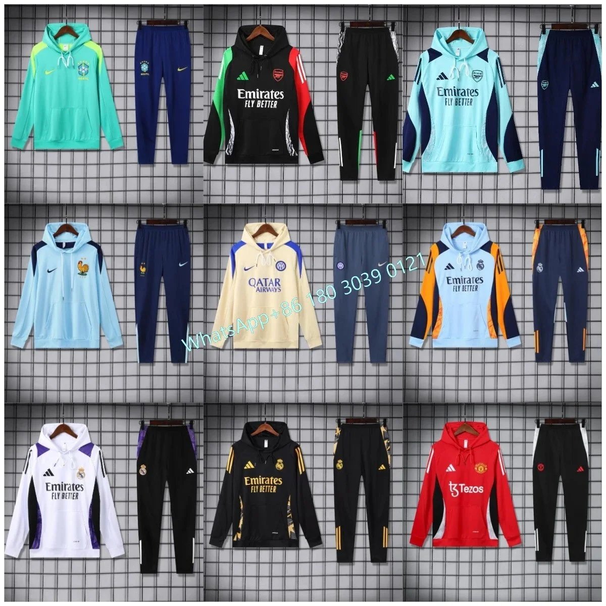 Nike, Adidas, and Other Brand Football Training Hoodie & Pants Sets [40 styles]