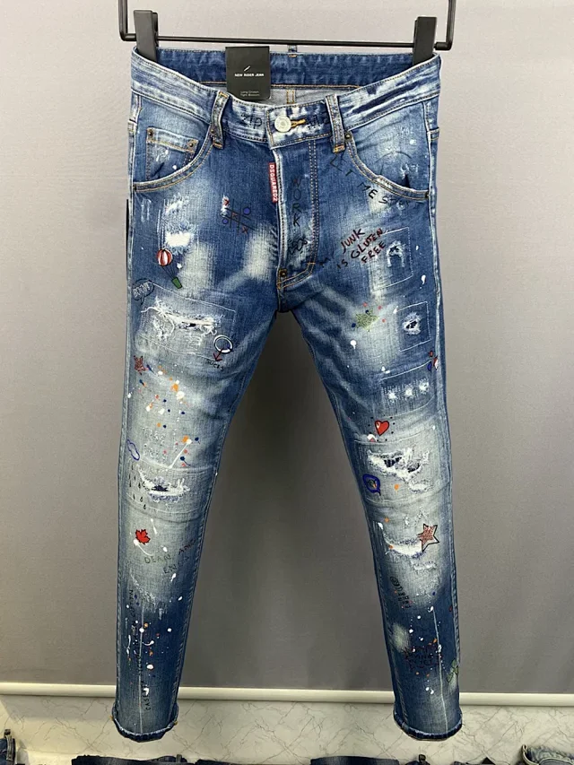 Dsquared2 Jeans Distressed paint-splatter slim-fit product detail image 7