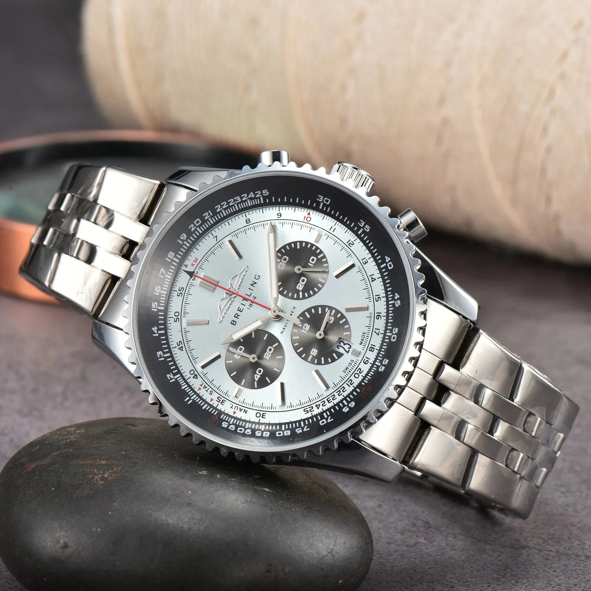 Breitling Navitimer Chronograph White Red Dial Mechanical Watch Watches - 11