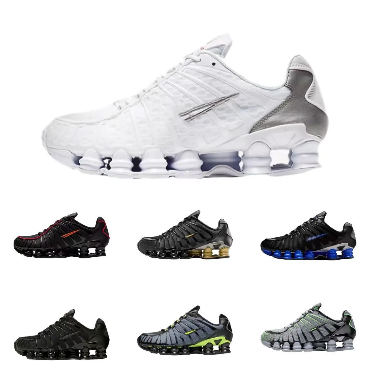 Nike Shox R4 White Silver Sneakers - 3