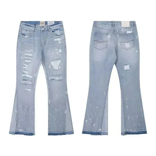 Design Custom Embroidered Red Motif Straight-Leg Jeans - 10