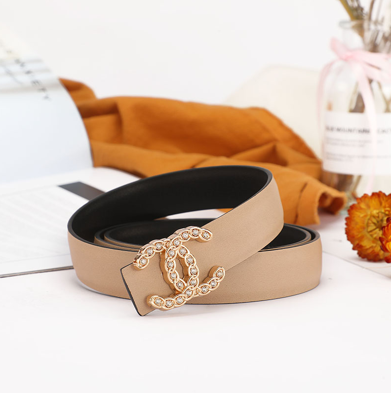 Chanel Belts Interlocking CC buckle belt — C- 6 apricot