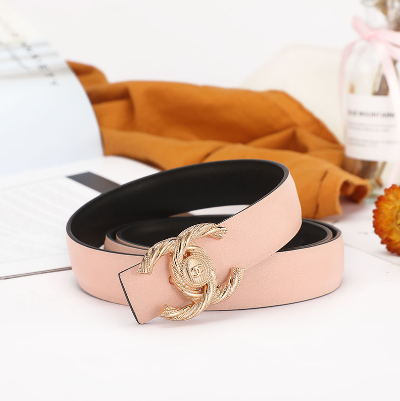 Chanel Belts Interlocking CC buckle belt — E-4 pink