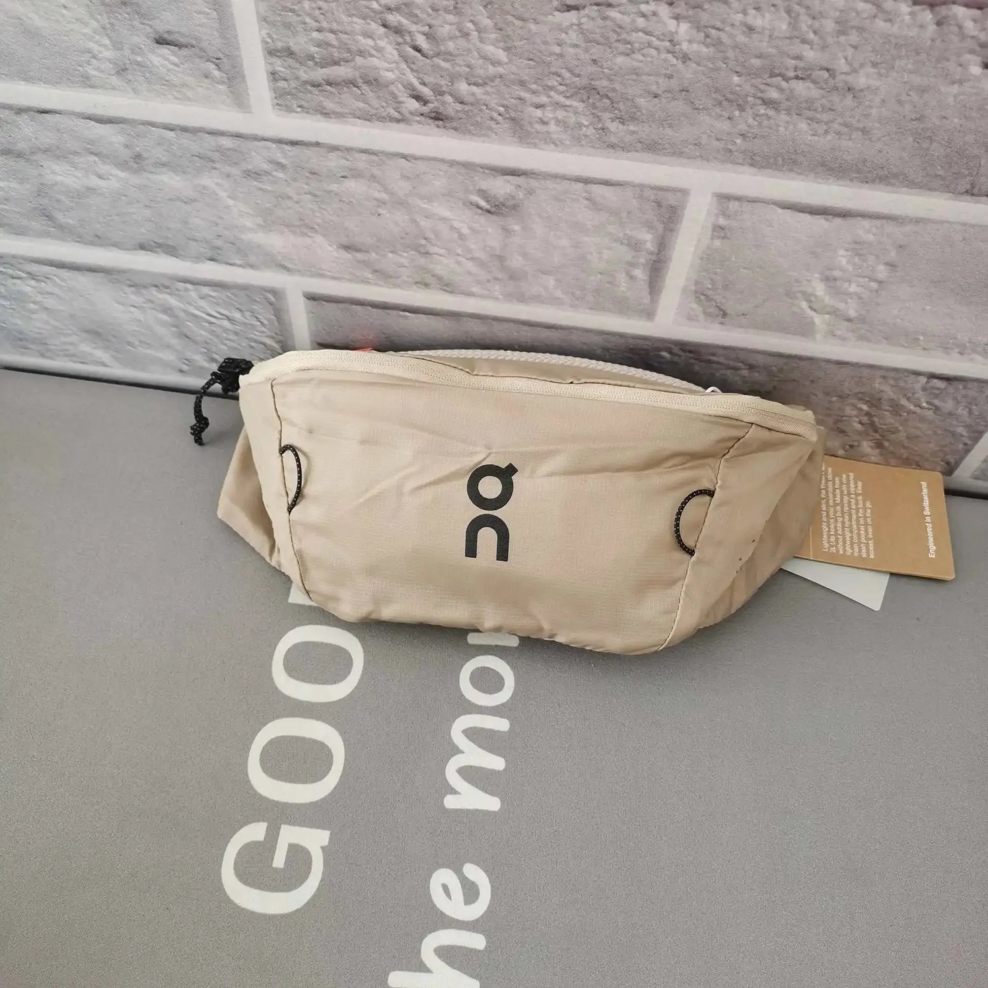On Running Belt Bag Beige Sporty Waist Pack