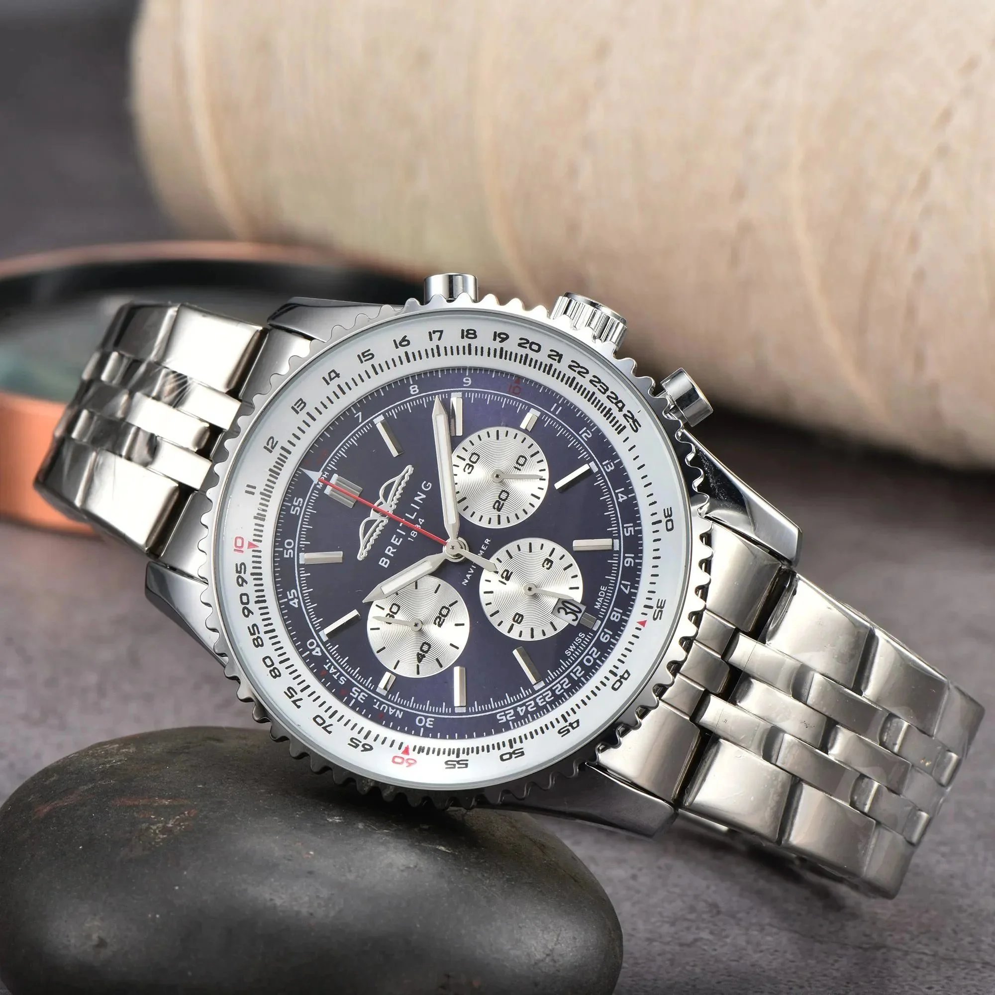 Breitling Navitimer Chronograph White Red Dial Mechanical Watch Watches - 10