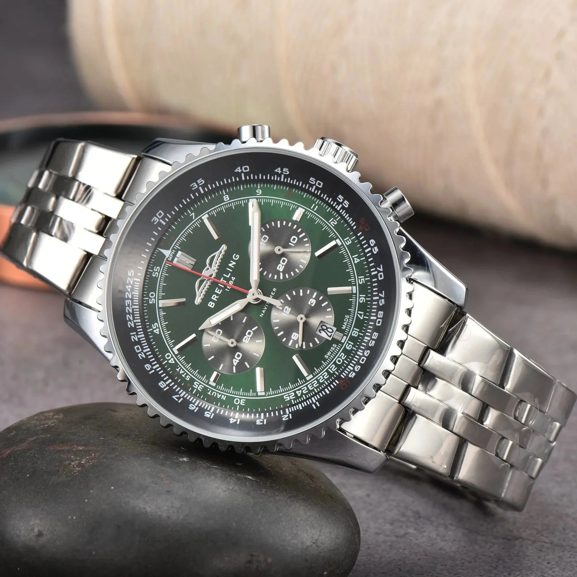 Breitling Navitimer Chronograph White Red Dial Mechanical Watch Watches - 6