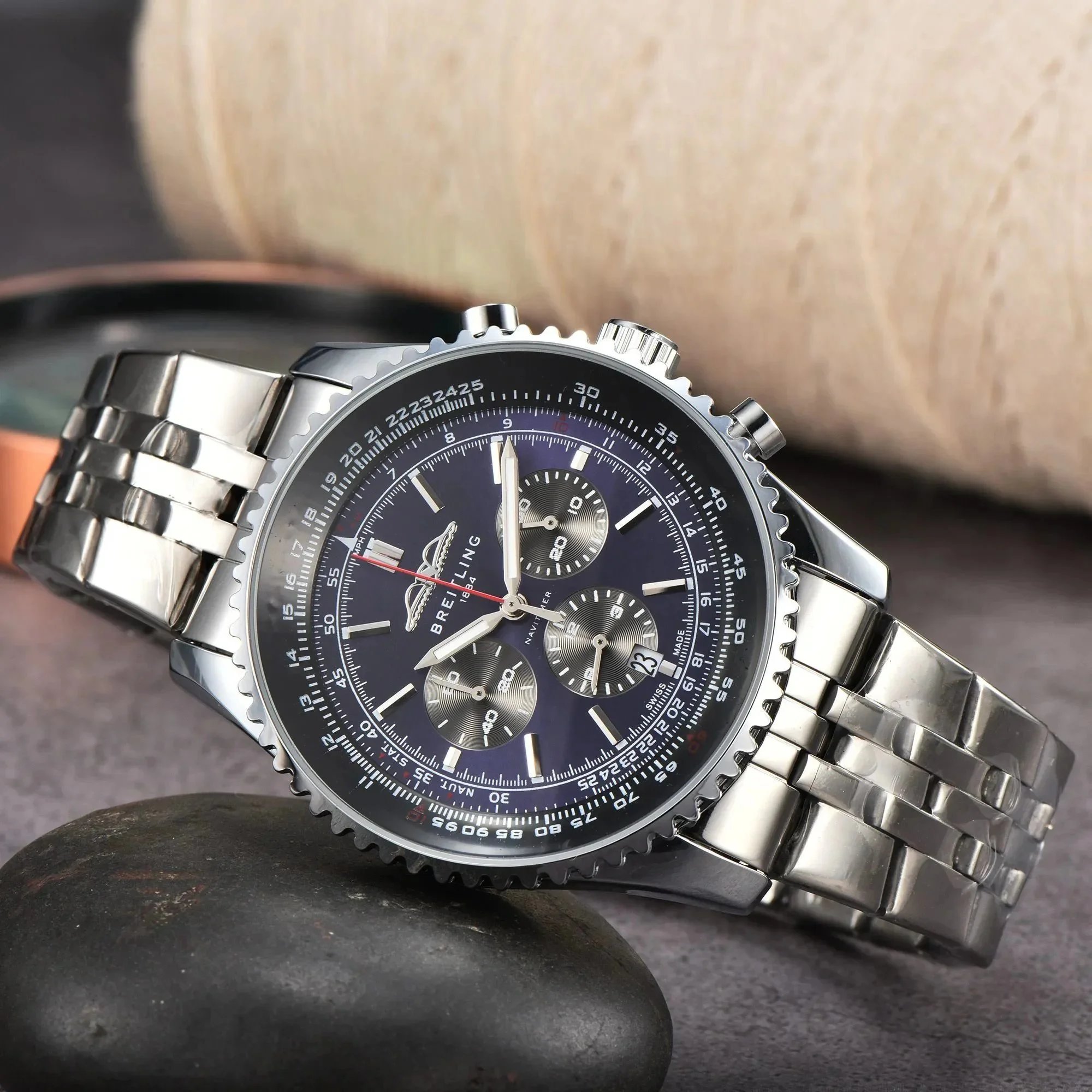 Breitling Navitimer Chronograph White Red Dial Mechanical Watch Watches - 4