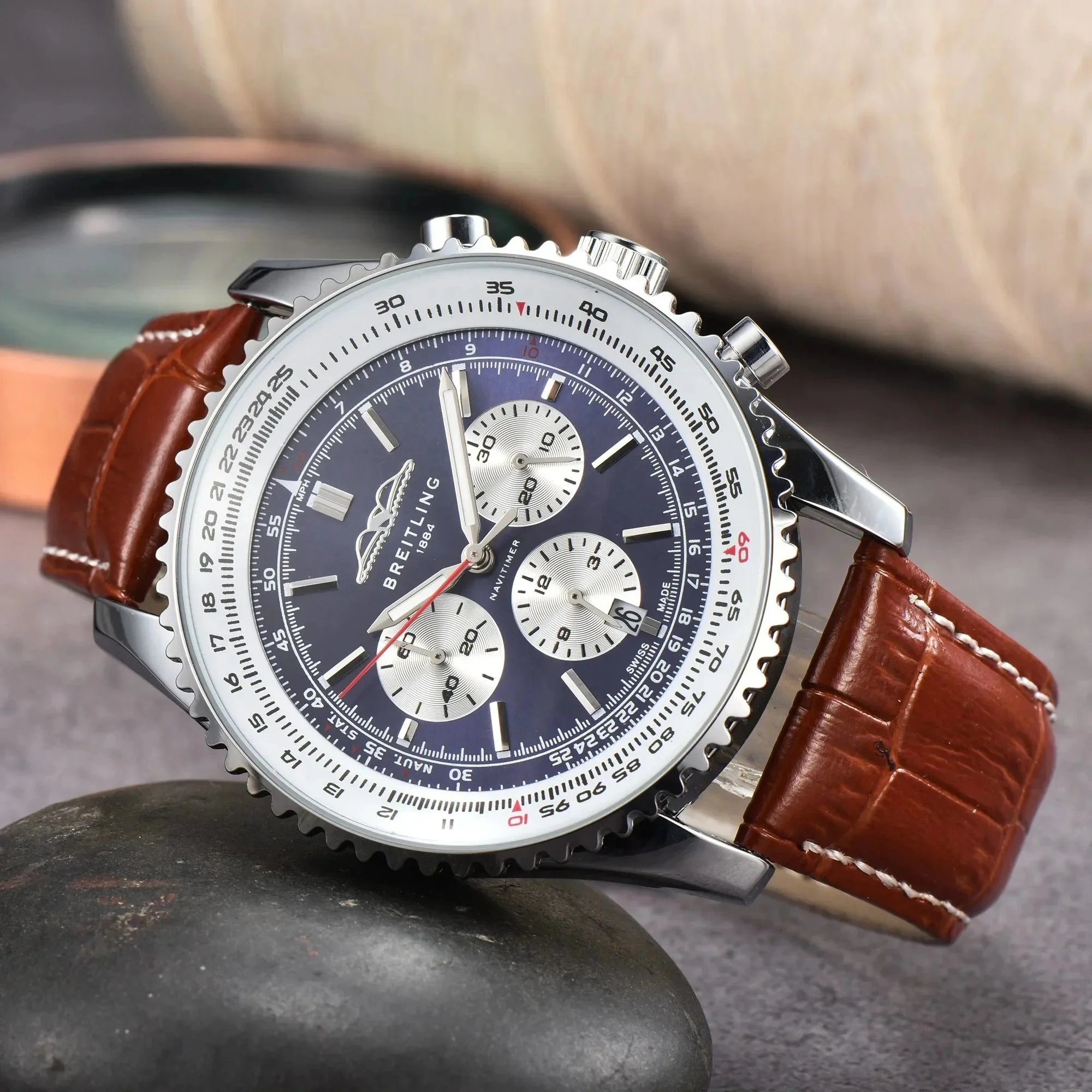 Breitling Navitimer Chronograph White Red Dial Mechanical Watch Watches - 7