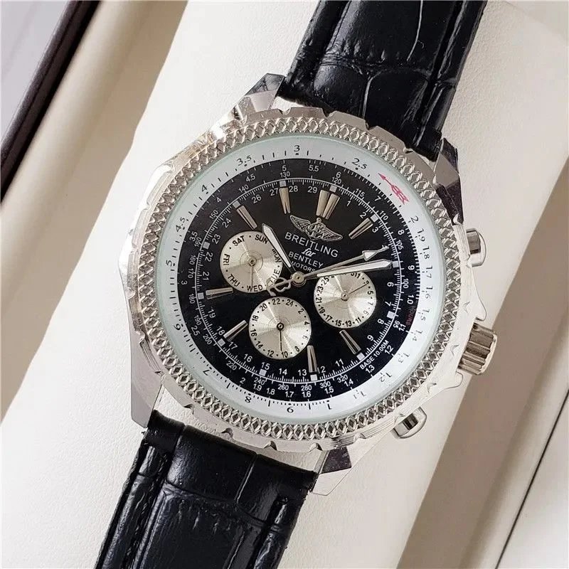 Breitling Chronomat Gold Tone Chronograph Watch with Brown Leather Strap Watches - 11
