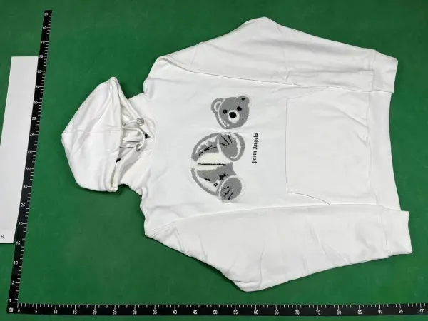 Palm Angels Bear Embroidered Hoodie White - 7