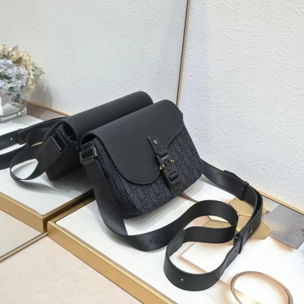 Dior Saddle Bag Black Grained Leather Crossbody Bag - 8