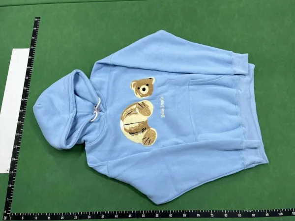 Palm Angels Bear Embroidered Hoodie White - 4