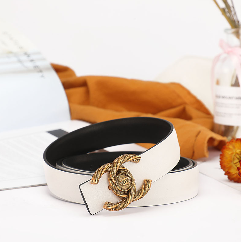 Chanel Belts Interlocking CC buckle belt — A- 2 white