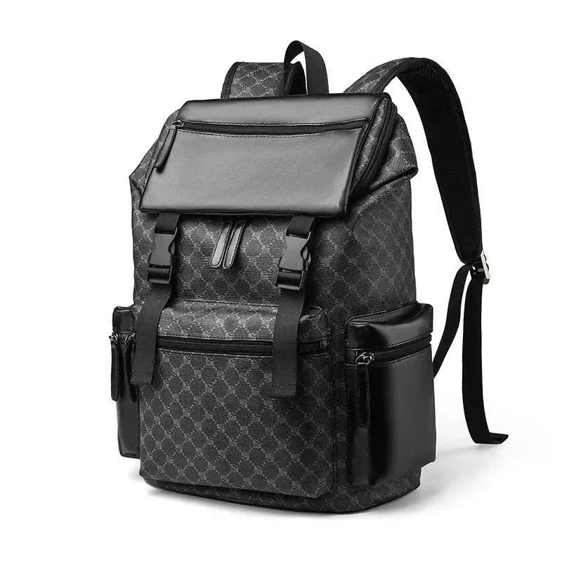 Design BYAYJ Geometric Pattern Roll-Top Backpack Black Backpacks - 3