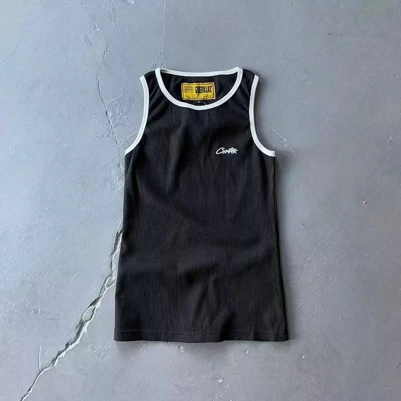 Gymshark Ribbed Tank Top Black Vest-Top - 8