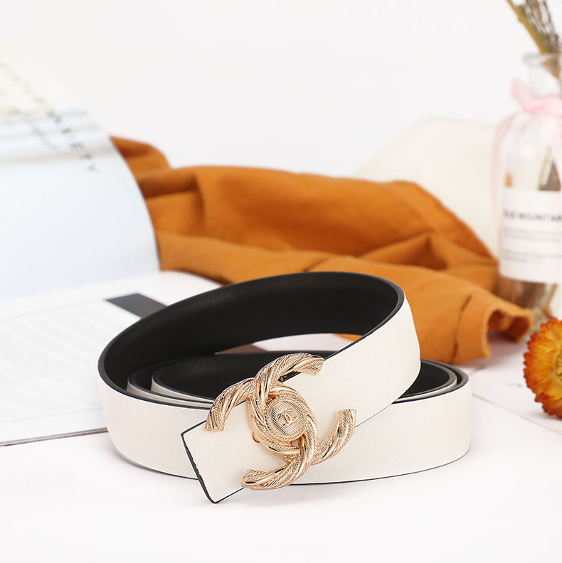 Chanel Belts Interlocking CC buckle belt — E-3 white