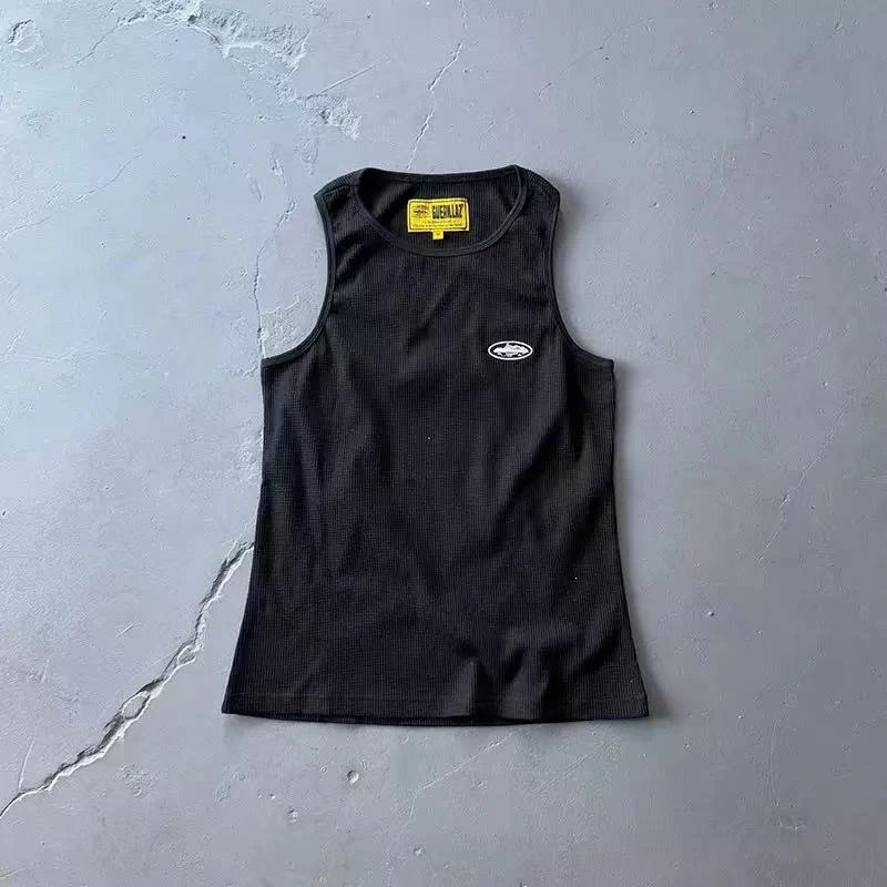 Gymshark Ribbed Tank Top Black Vest-Top - 10