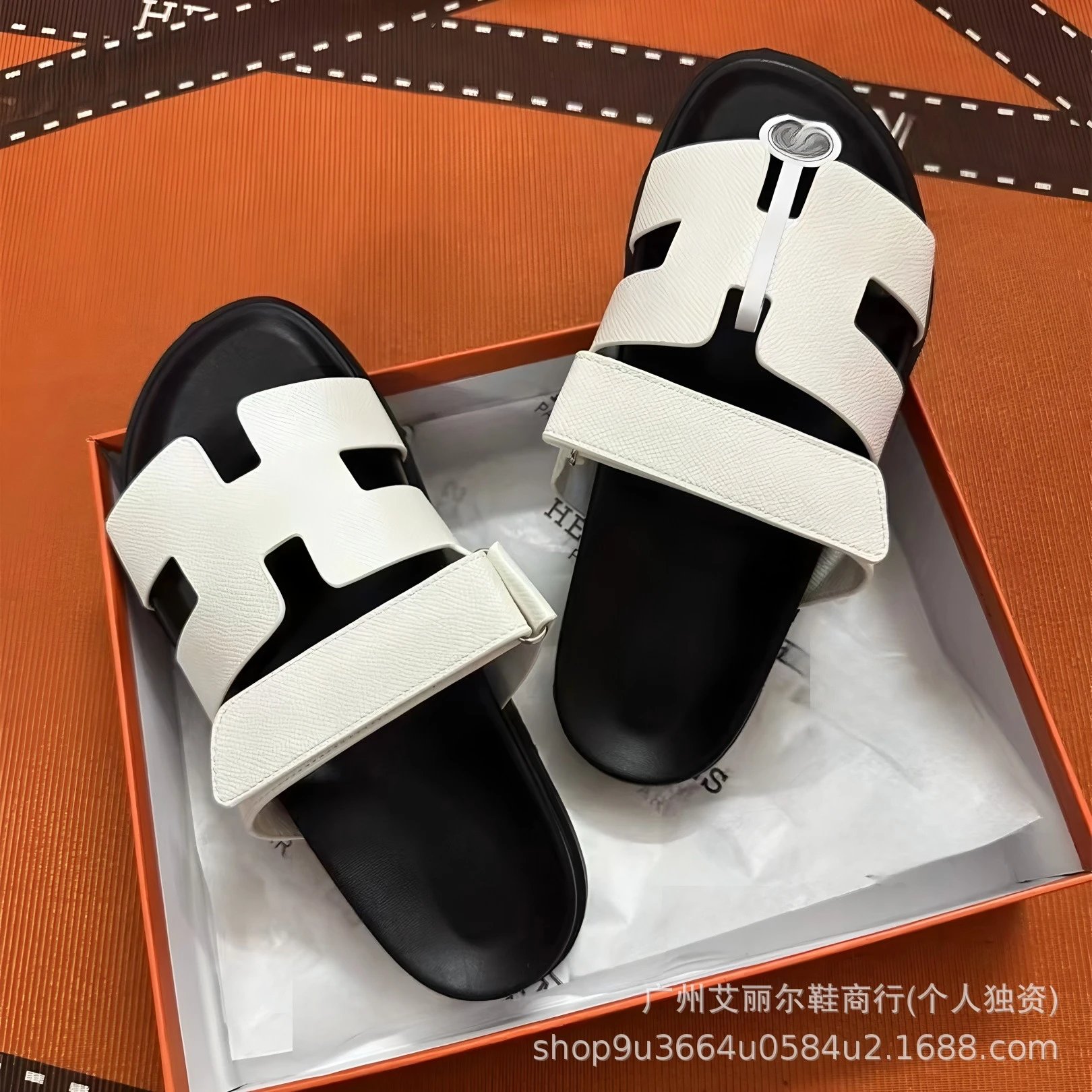 Hermès Oran Sandals Light Blue and Lime Green Suede Slide Sandals - 26