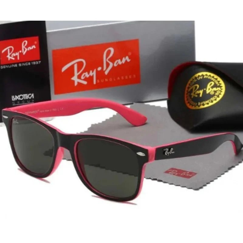 Ray-Ban Eyewear Wayfarer Sunglasses — Black Exterior, Pink Interior