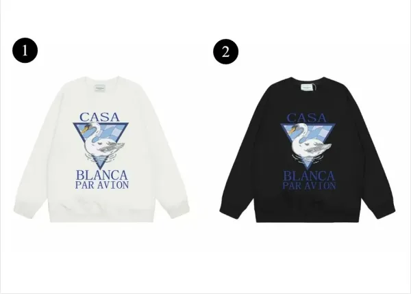 Casa Blanca Par Avion Swan Graphic Hoodie White and Black - 1