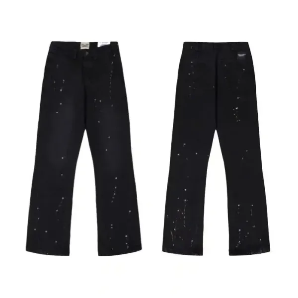 Design Custom Embroidered Red Motif Straight-Leg Jeans - 7
