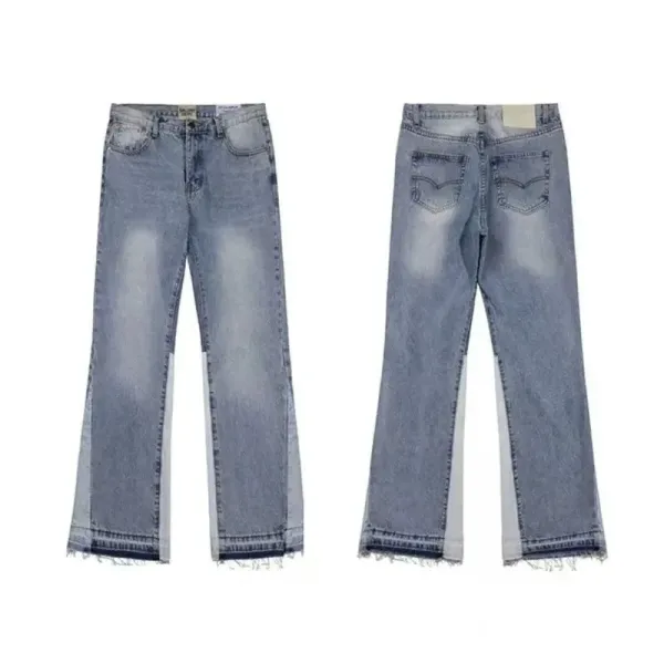 Design Custom Embroidered Red Motif Straight-Leg Jeans - 11