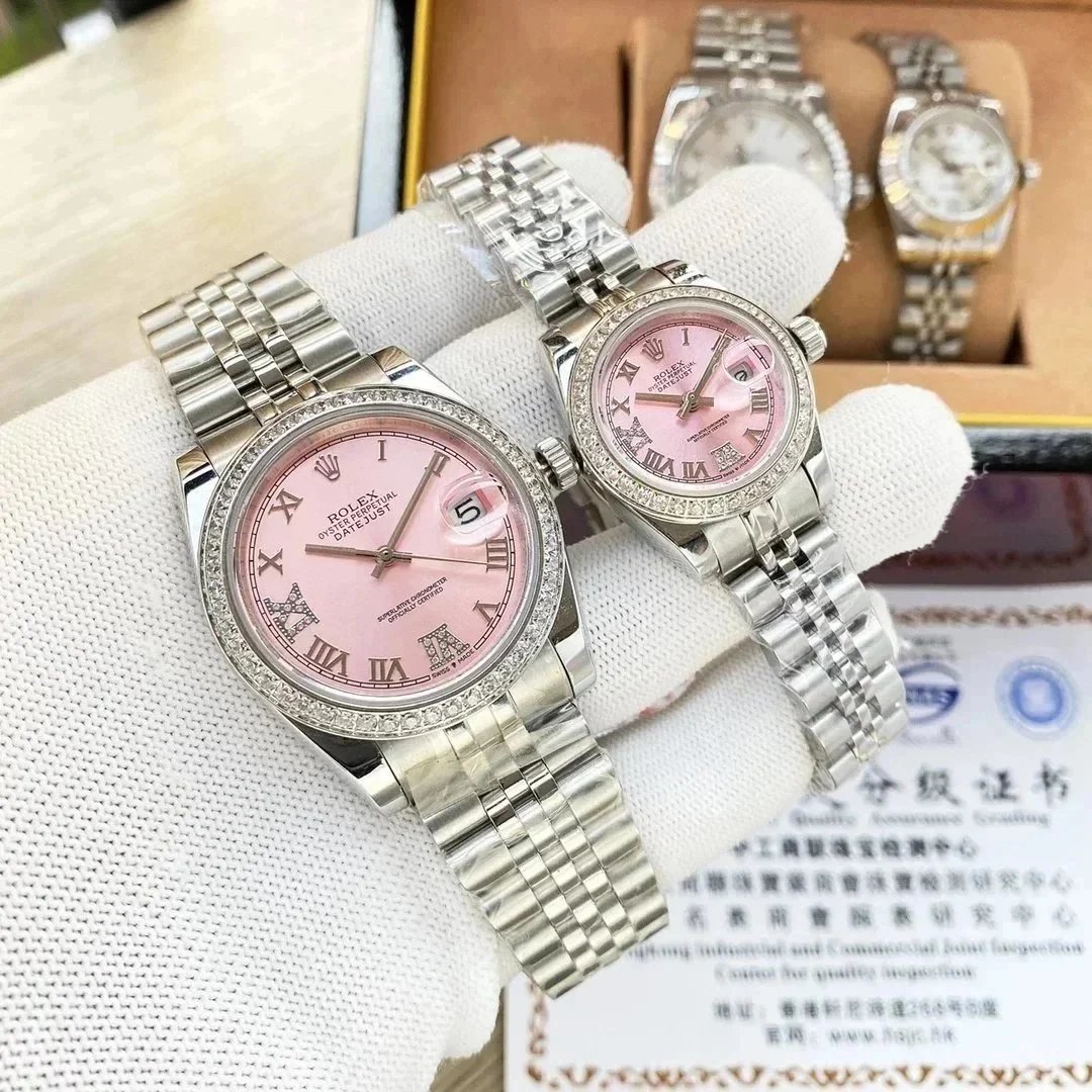 Rolex Datejust Pink Dial Diamond Bezel Stainless Steel Watch Watches