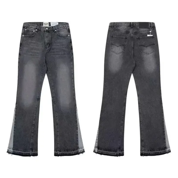 Design Custom Embroidered Red Motif Straight-Leg Jeans - 8
