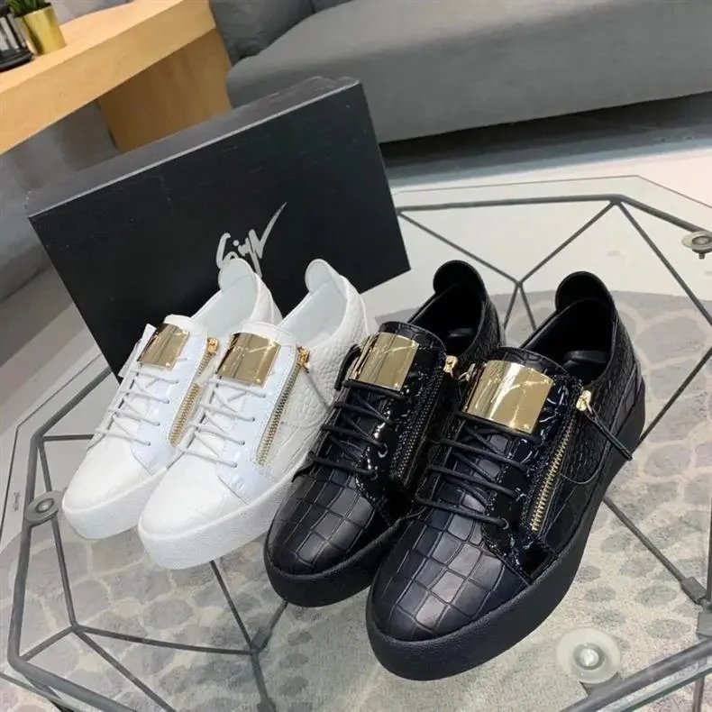 Design Giuseppe Zanotti Deco Croc-Embossed Black Leather Sneakers Chunky Sneakers - 4