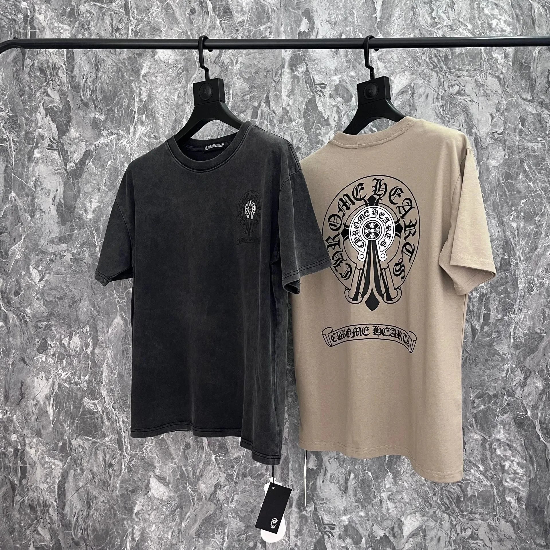 Chrome Hearts Pink Cross Logo T-Shirt Black - 10