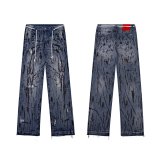 Unknown Brand Abstract Paint-Splatter Denim Jeans