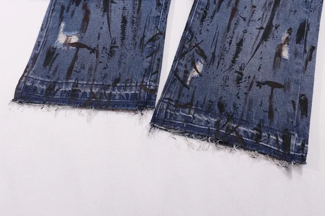 Unbranded Jeans Ink-Splatter Graffiti Drawstring Straight-Leg product detail image 10