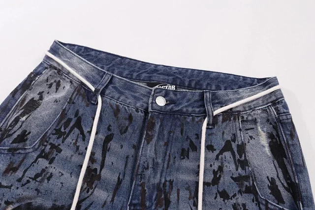 Unbranded Jeans Ink-Splatter Graffiti Drawstring Straight-Leg product detail image 5