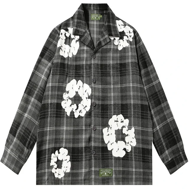Denim Tears Matching Sets Plaid cotton wreath-print button-front shirt and trousers set product detail image 3