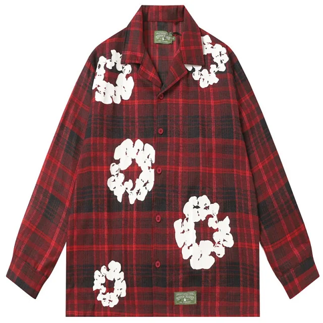 Denim Tears Matching Sets Plaid cotton wreath-print button-front shirt and trousers set product detail image 12