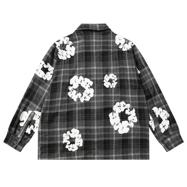 Denim Tears Matching Sets Plaid cotton wreath-print button-front shirt and trousers set product detail image 4