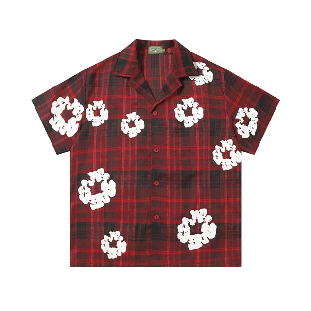 Denim Tears Matching Sets Plaid cotton wreath-print button-front shirt and trousers set product detail image 26