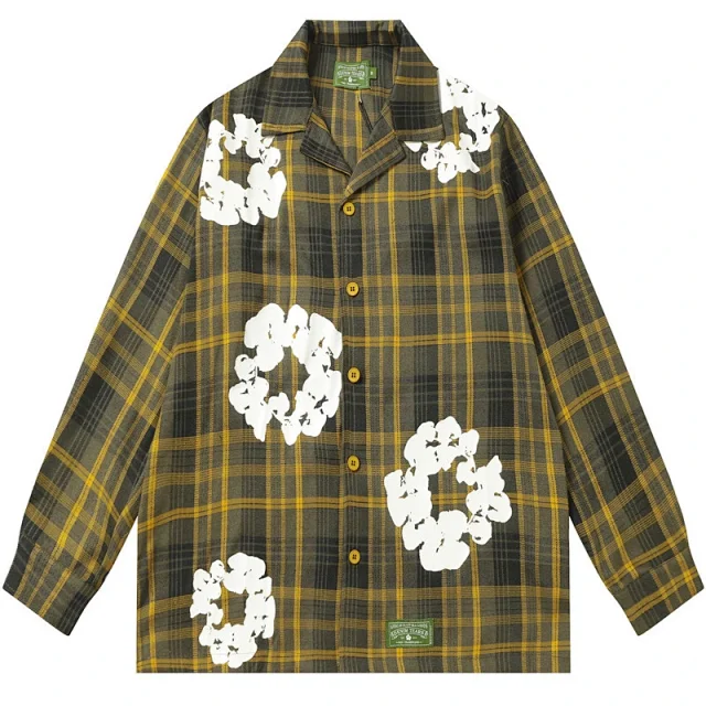 Denim Tears Matching Sets Plaid cotton wreath-print button-front shirt and trousers set product detail image 7