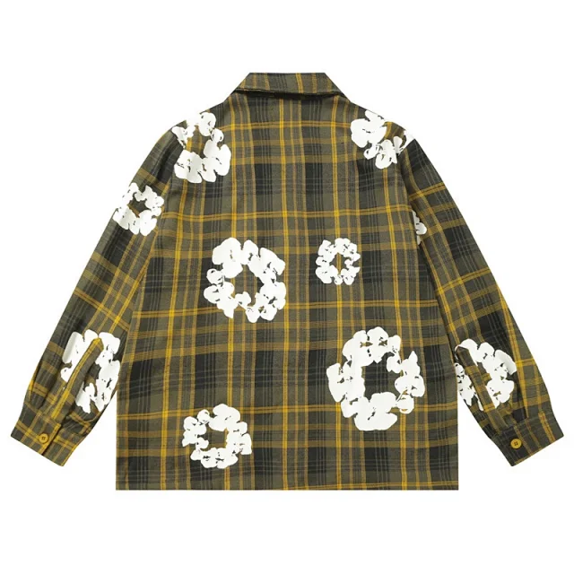 Denim Tears Matching Sets Plaid cotton wreath-print button-front shirt and trousers set product detail image 8