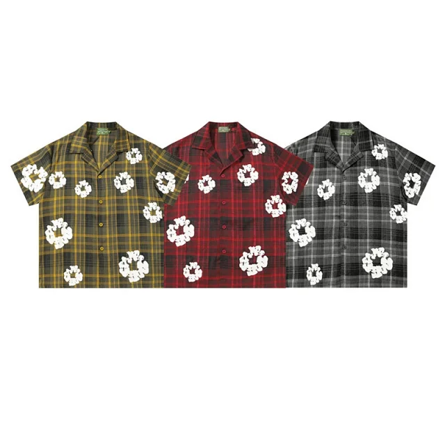 Denim Tears Matching Sets Plaid cotton wreath-print button-front shirt and trousers set product detail image 19