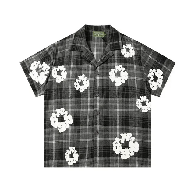 Denim Tears Matching Sets Plaid cotton wreath-print button-front shirt and trousers set product detail image 21