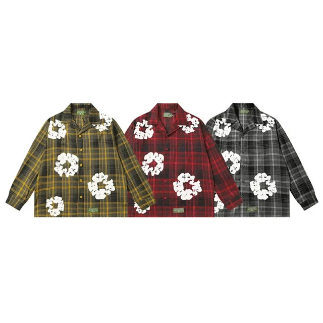 Denim Tears Matching Sets Plaid cotton wreath-print button-front shirt and trousers set product detail image 2