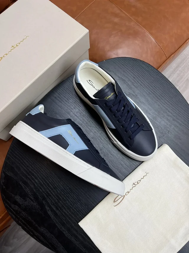 Santoni Lace-Up Star-Panel Sneakers and Leather Slip-On product detail image 9