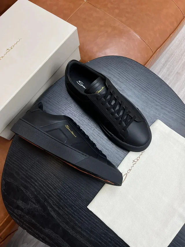 Santoni Lace-Up Star-Panel Sneakers and Leather Slip-On product detail image 6
